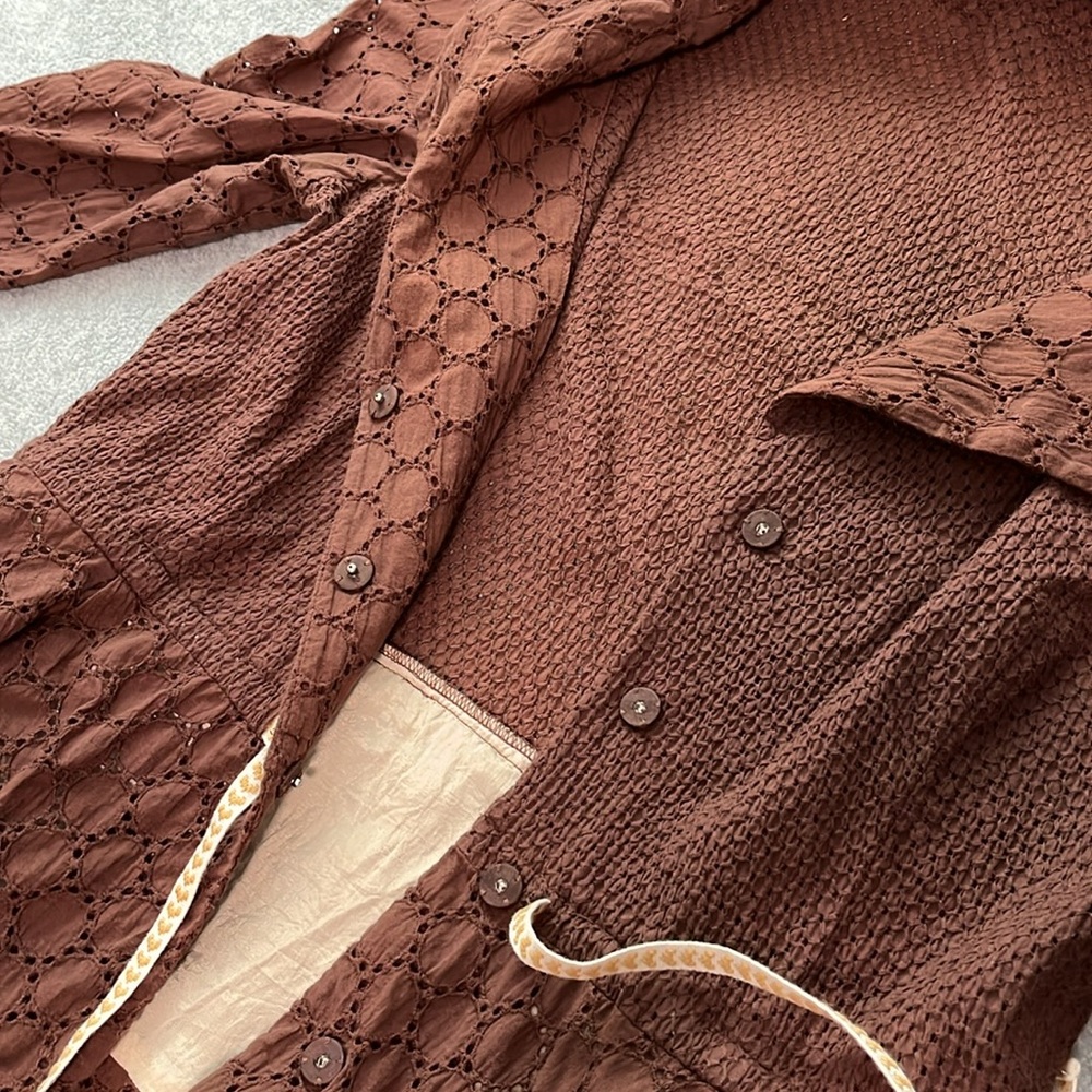 Coquette Cottagecore Peplum Jacket Top Small Petite Brown Girly Lolita Kawaii - Picture 9 of 11